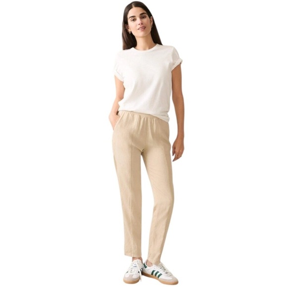 Faherty Pants - Faherty Womens Linen Blend Arlie Pants Natural Pull On Size Large